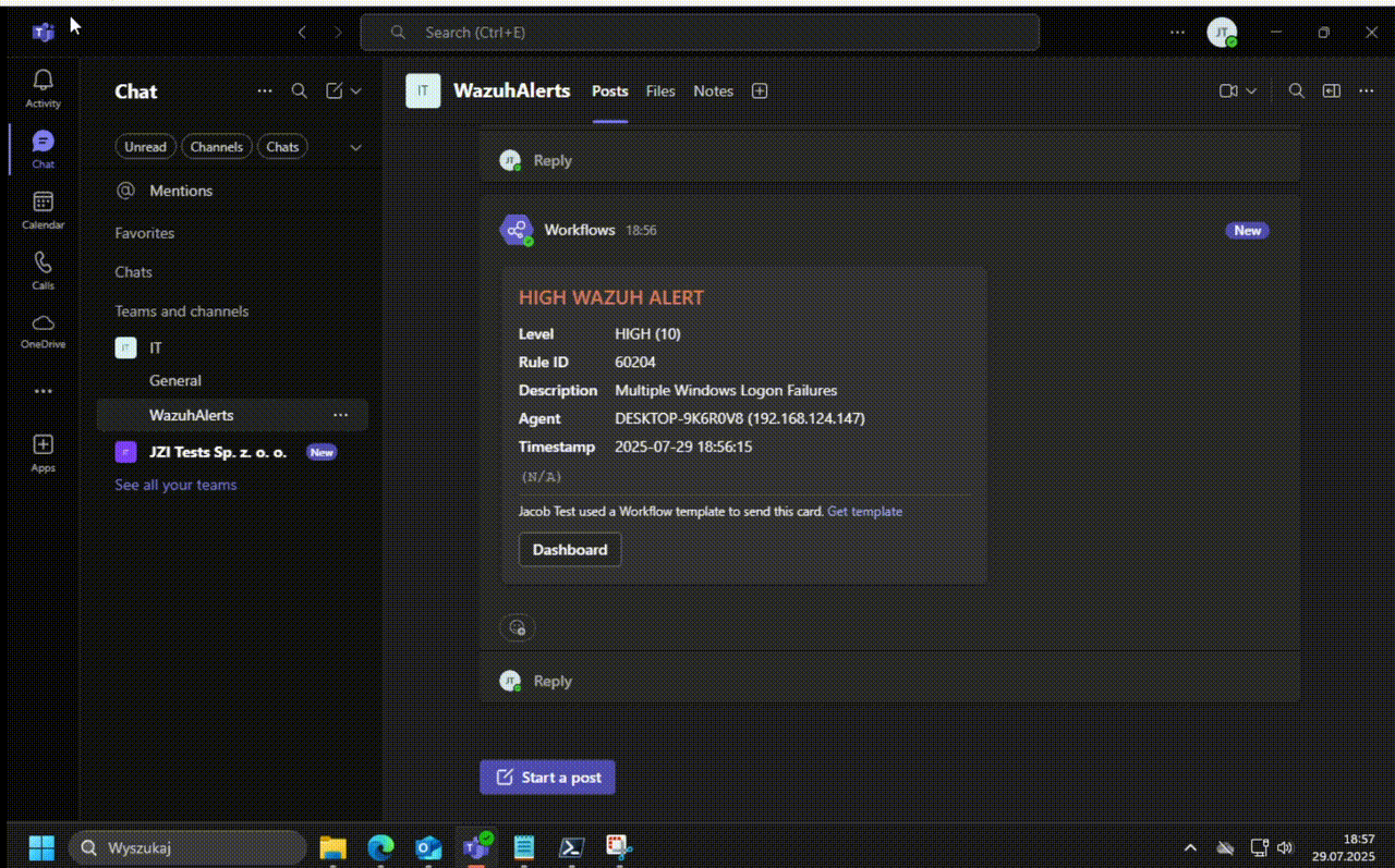 Rule 60204 Teams Output & Click